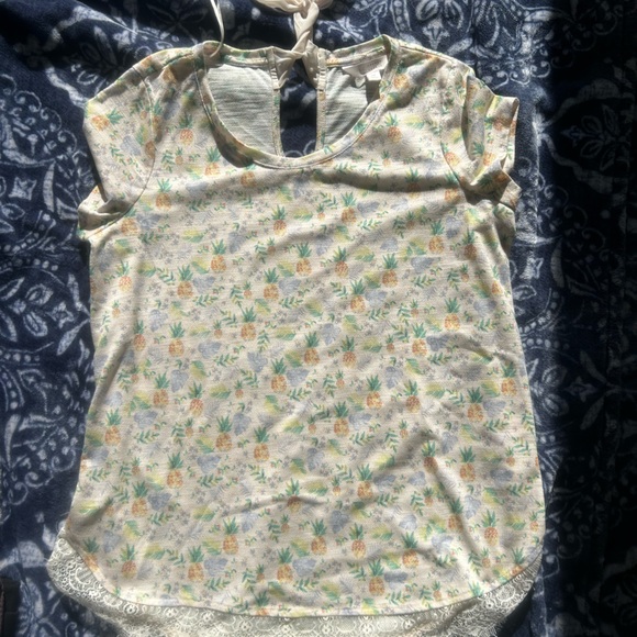 Woman’s T-Shirt - Pineapple and Monstera Plant Pattern Woman’s Blouse - Picture 2 of 6